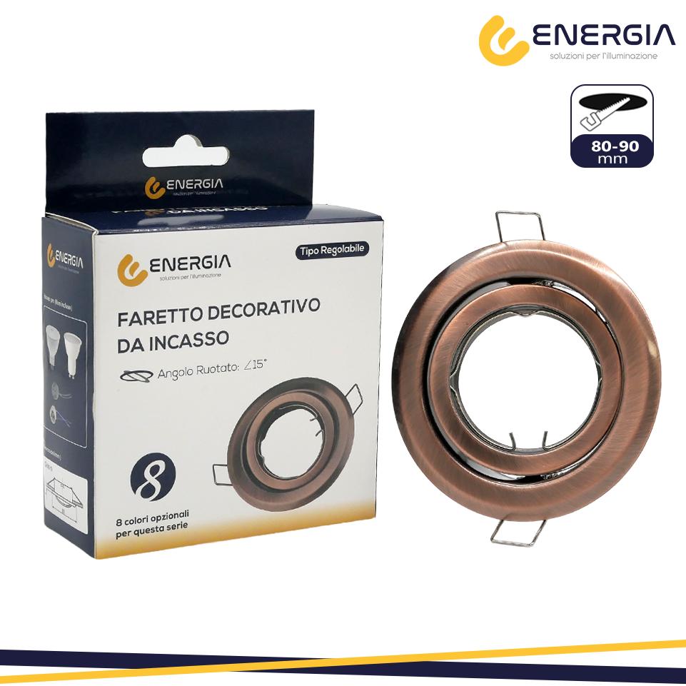 FARETTO INCASSO GU10 RAME OPACO ORIENTABILE FORO DA 80-90MM