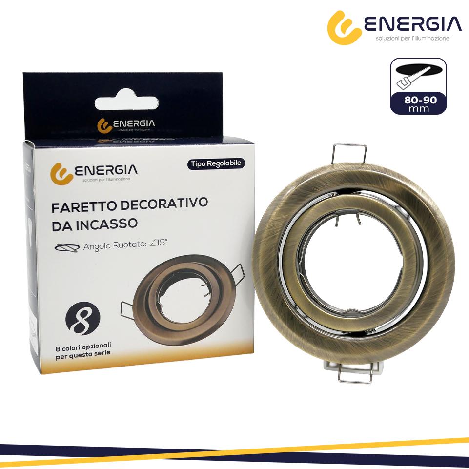 FARETTO INCASSO GU10 OTTONE OPACO ORIENTABILE FORO 80-90MM