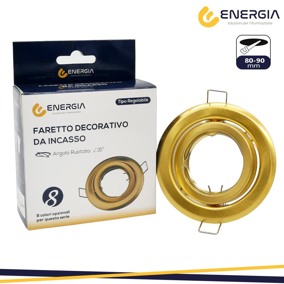 FARETTO INCASSO GU10 ORO ORIENTABILE FORO DA 80-90MM