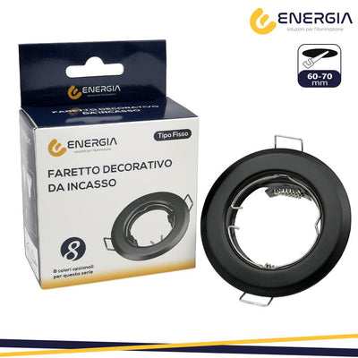 FARETTO INCASSO GU10 NERO OPACO FORO DA 60-70MM