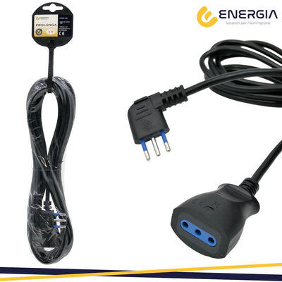 PROLUNGA NERA 5MT SPINA/PRESA  10A CAVO 1MM