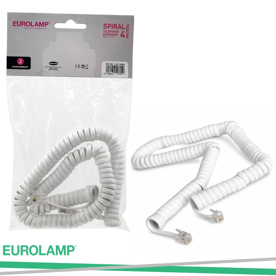 PROLUNGA TELEFONICA A SPIRALE  4MT BIANCA 4P4C RJ11