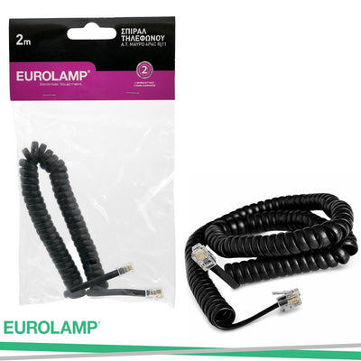 PROLUNGA TELEFONICA A SPIRALE  NERA 2MT 4P4C RJ11