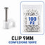CLIP PER CAVI 9MM BIANCA 100PZ