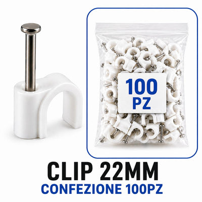 CLIP PER CAVI 22MM BIANCA 50PZ
