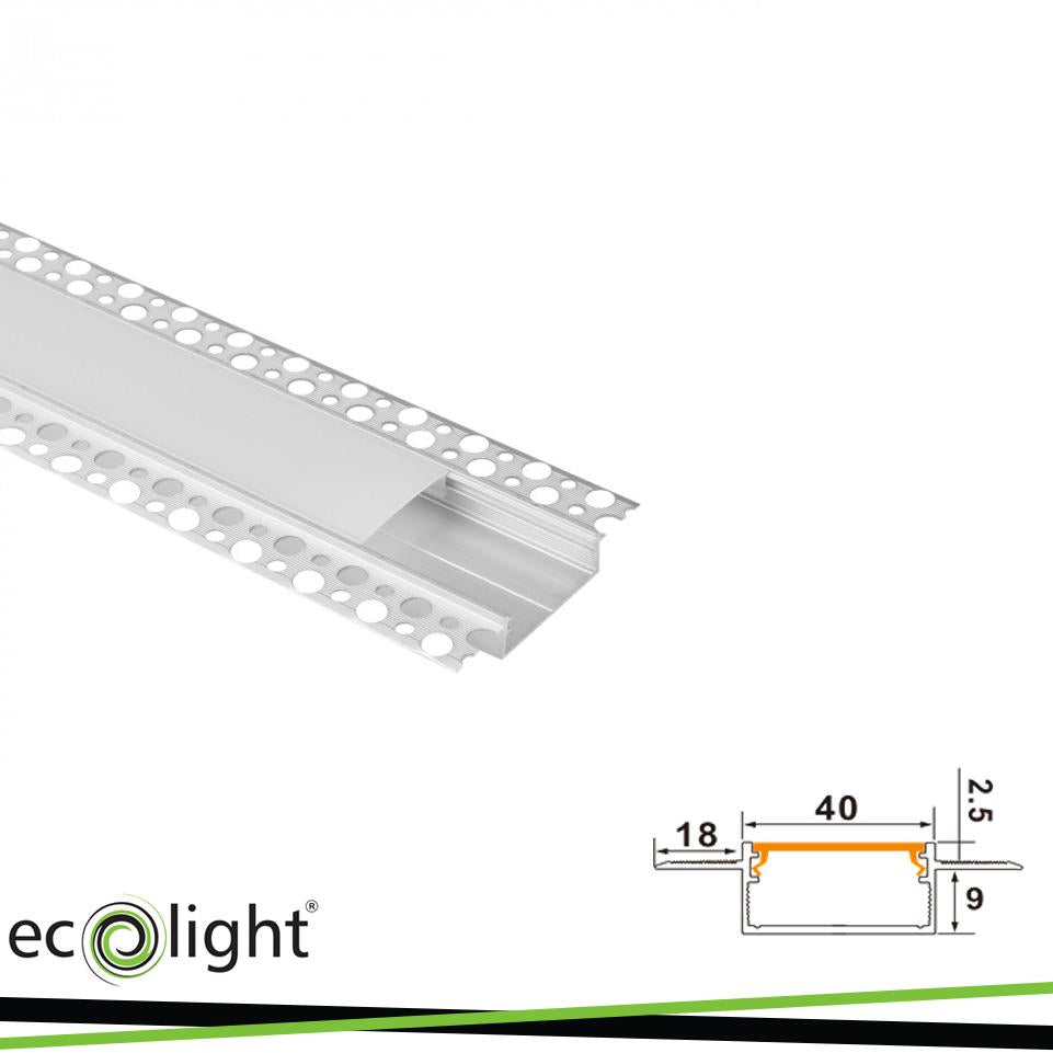 PROFILO ANODIZZATO SUPER LARGO A INCASSO 2MT + OPAL