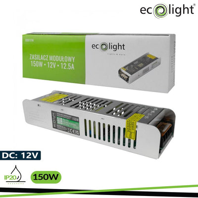 ALIMENTATORE LED 150W 12V 12.5A IP20 SLIM 200X60X40