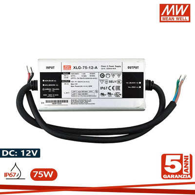 ALIMENTATORE MEANWELL 75W 12V  IP67 SERIE XLG