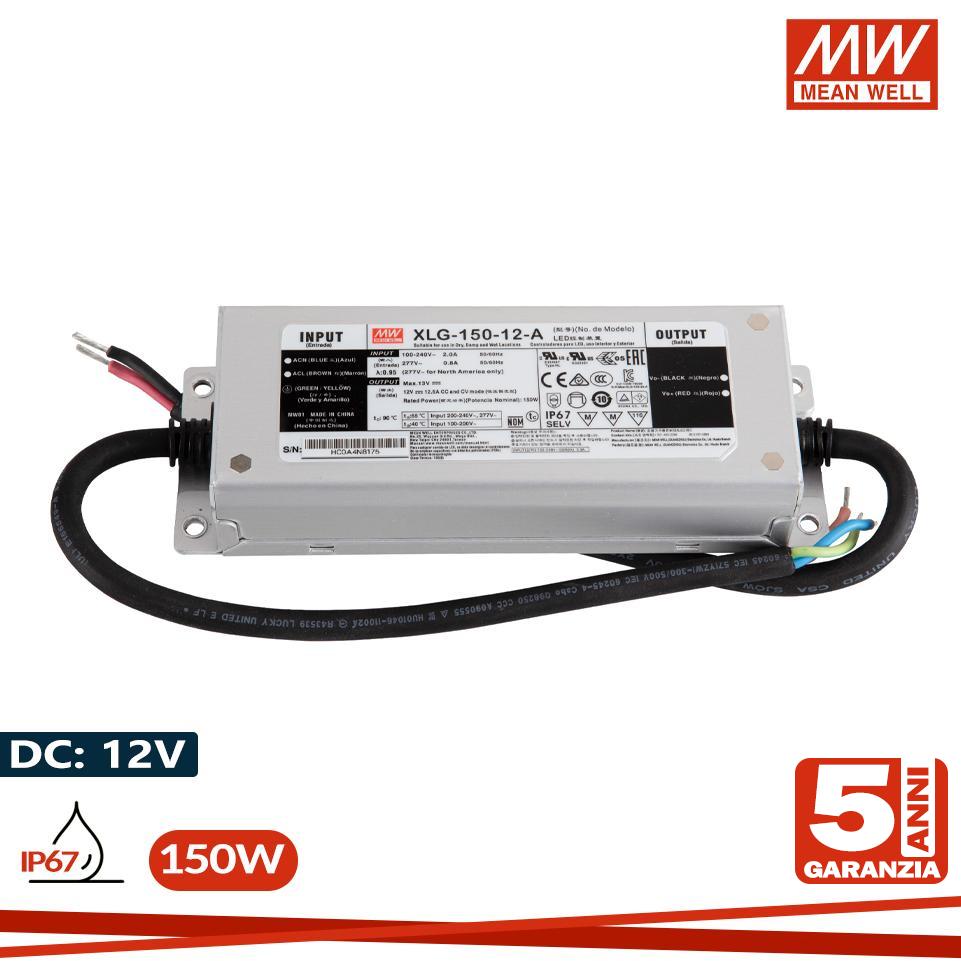 ALIMENTATORE MEANWELL 150W 12V IP67 SERIE XLG