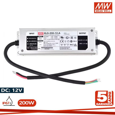 ALIMENTATORE MEANWELL 200W 12V IP67 SERIE XLG