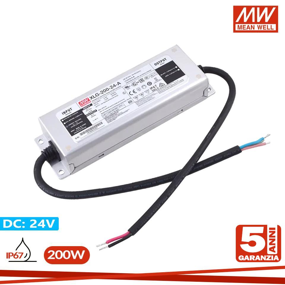 ALIMENTATORE MEANWELL 200W 24V IP67 SERIE XLG
