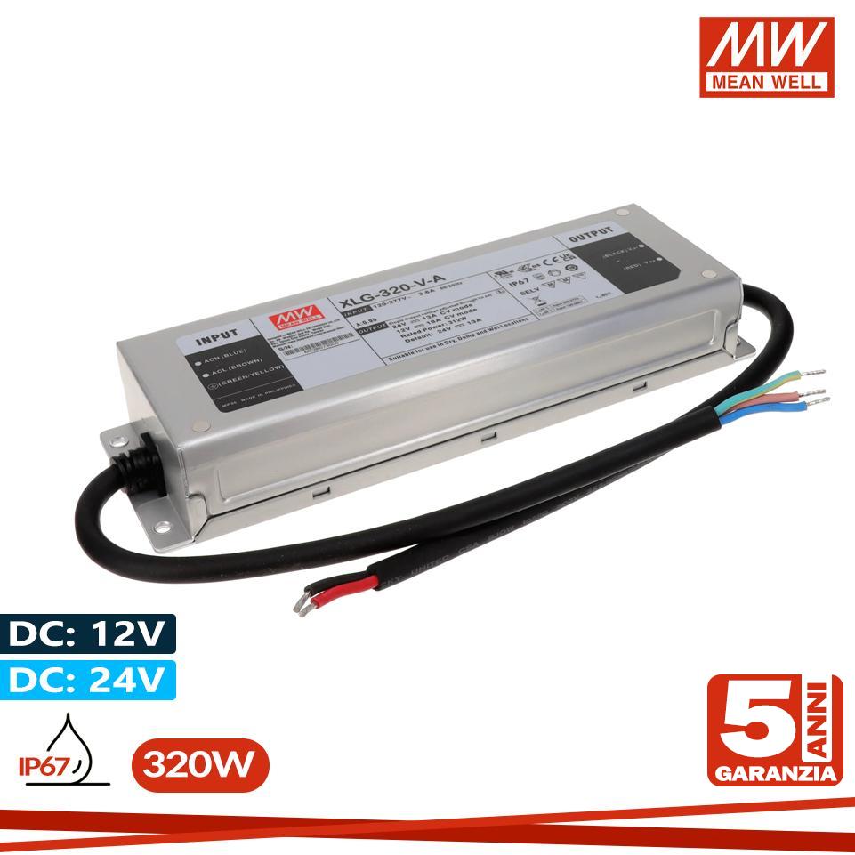 ALIMENTATORE MEANWELL 320W 12-24V (VARIABILE) IP67 SERIE XLG