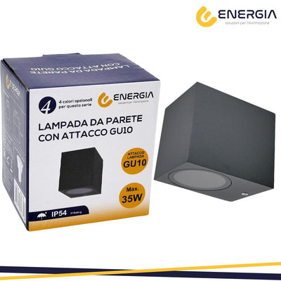 PORTAFARETTO DA MURO GU10 ALLUMINIO IP54 QUADRATO NERO