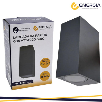 PORTAFARETTO DA MURO 2XGU10 ALLUMINIO IP54 RETTANG. NERO