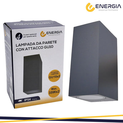 PORTAFARETTO DA MURO 2XGU10 ALLUMINIO IP54 RETTANG. GRIGIO