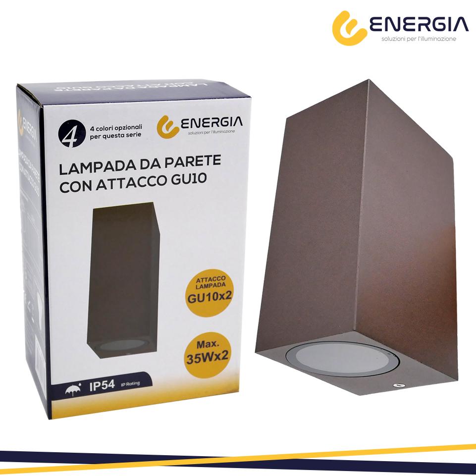 PORTAFARETTO DA MURO 2XGU10 ALLUMINIO IP54 RETTANG. CORTEN