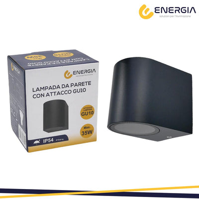 PORTAFARETTO DA MURO GU10 ALLUMINIO IP54 ROTONDO GRIGIO