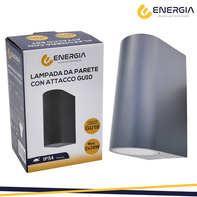 PORTAFARETTO DA MURO 2XGU10 ALLUMINIO IP54 ROTONDO GRIGIO