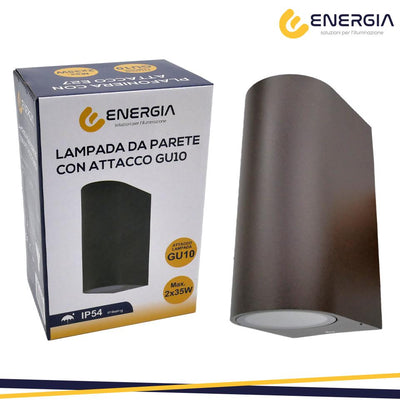 PORTAFARETTO DA MURO 2XGU10 ALLUMINIO IP54 ROTONDO CORTEN