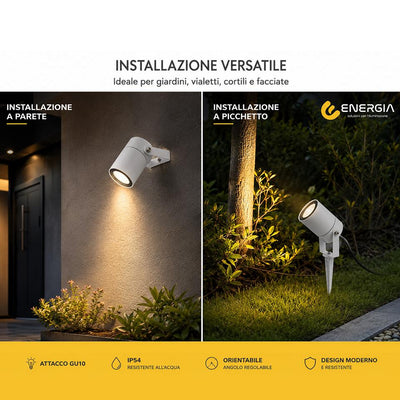 PICCHETTO/LAMPADA 2IN1 DA GIARDINO GU10, IP55,BIANCO