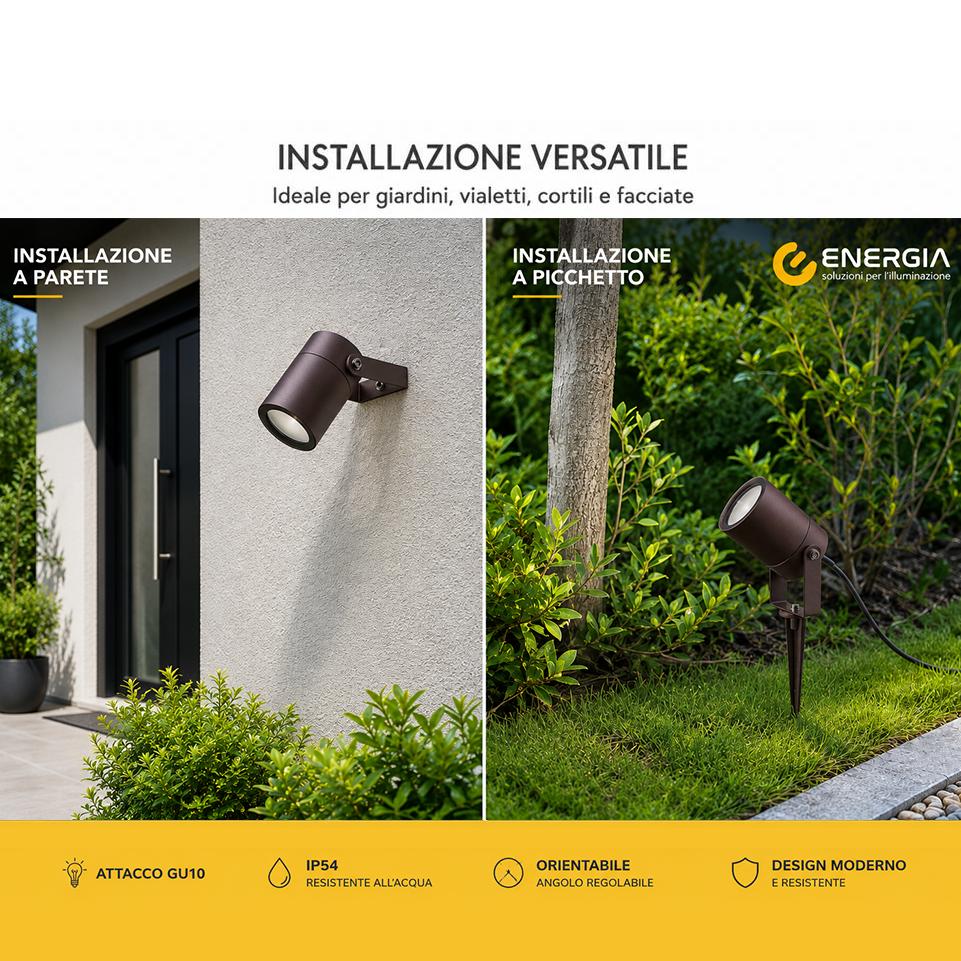 PICCHETTO/LAMPADA 2IN1 DA GIARDINO GU10, IP55, CORTEN