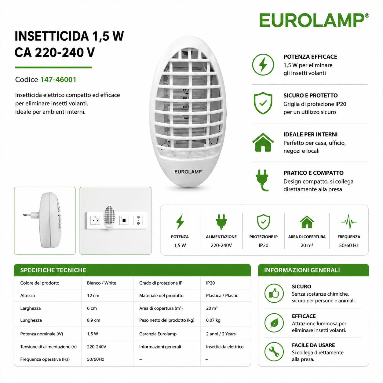 INSETTICIDA 1,5W CA 220-240V