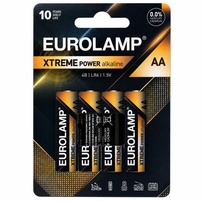 BATTERIE ALCALINE STILO AA LR6 1,5V BLISTER 4PZ 10ANNI