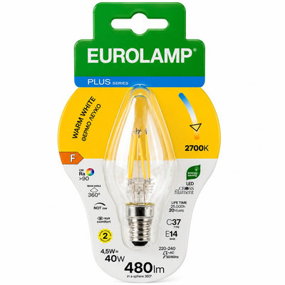 LAMPADA LED C37 E14 FILAMENTO  4,5W 2700K 480LM BLISTER