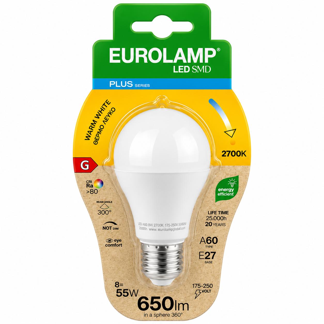LAMPADINA LED A60 8W 650LM E27 2700K 175-250V BLISTER