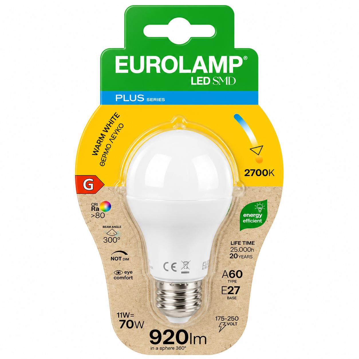LAMPADINA LED A60 11W 920LM E27 2700K 175-250V BLISTER