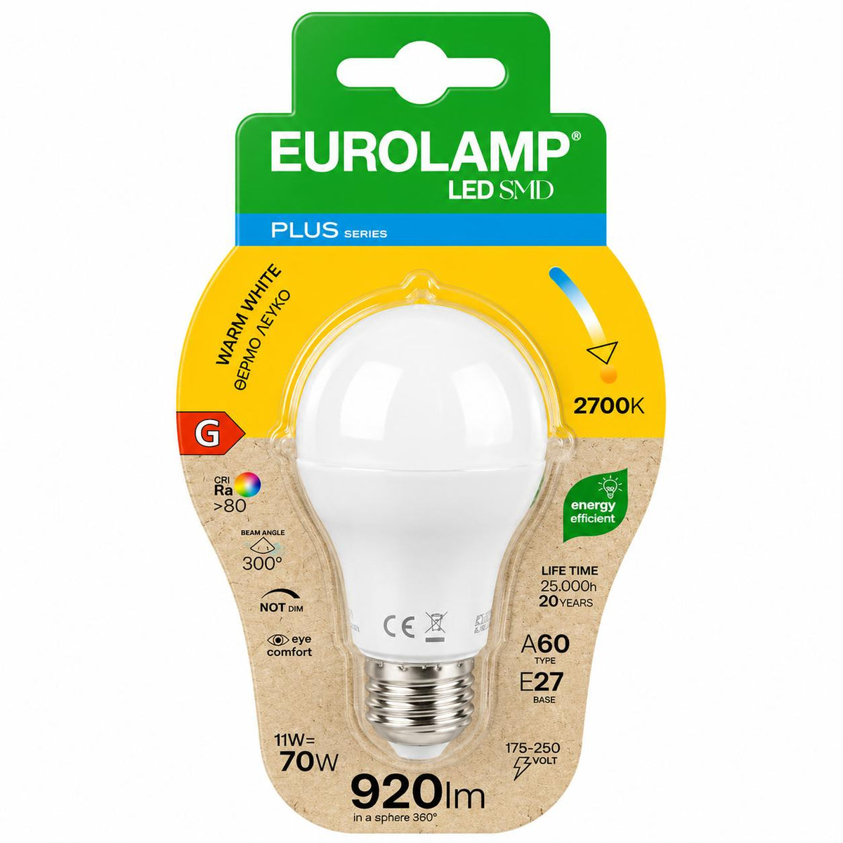 LAMPADINA LED A60 11W 920LM E27 2700K 175-250V BLISTER