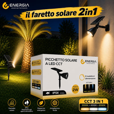 FARETTO/PICCHETTO SOLARE 2IN1  CCT DIMMERABILE IP54