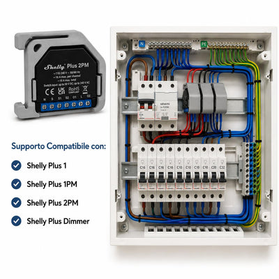 SUPPORTO IN PETG PER GUIDA DIN SHELLY PLUS,1PM ,2PM E DIMMER