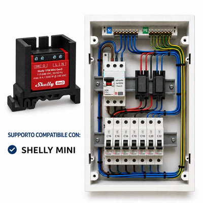 SUPPORTO IN PETG PER SHELLY MINI SU BARRA DIN