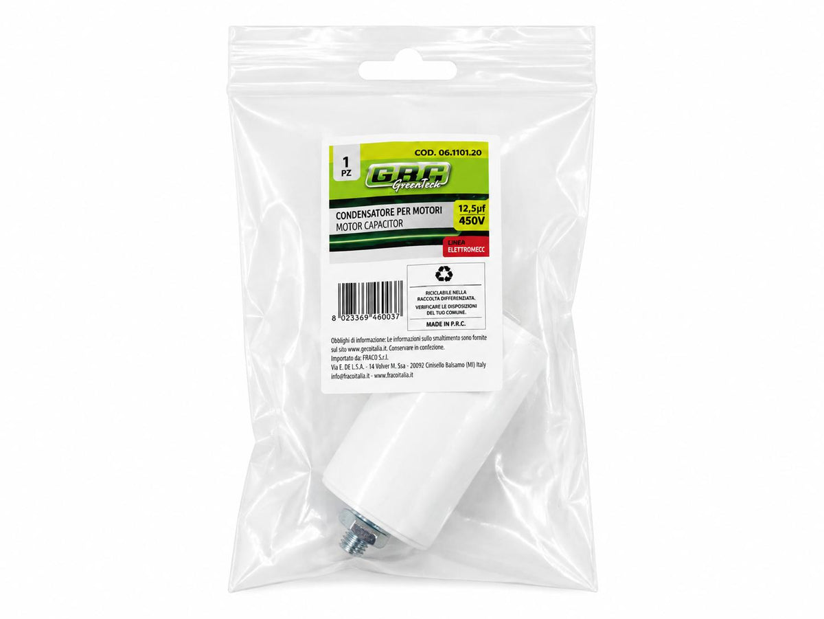 CONDENSATORE MONOFASE AVVIAMENTO E MARCIA MOTORI 12,5UF 450V