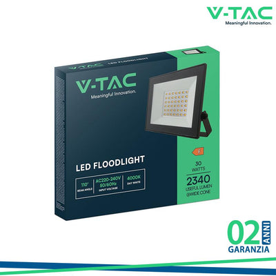 30W LED FLOODLIGHT 6400K CORPO NERO
