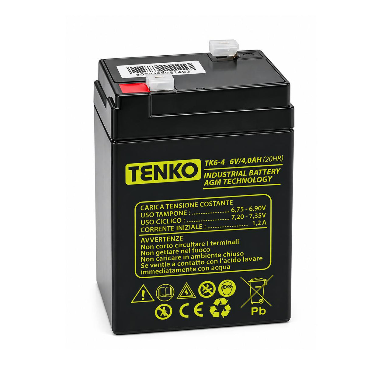 BATTERIA AGM 6V 4AH F1 TENKO