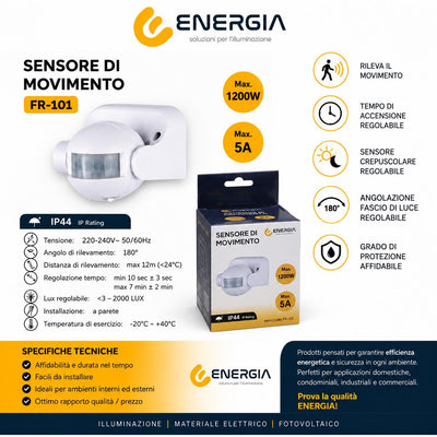 SENSORE DI MOVIMENTO 1200W IP44 BIANCO