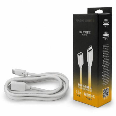 CAVO DI PROLUNGA DA USB C A USB A, 2 M, BIANCO