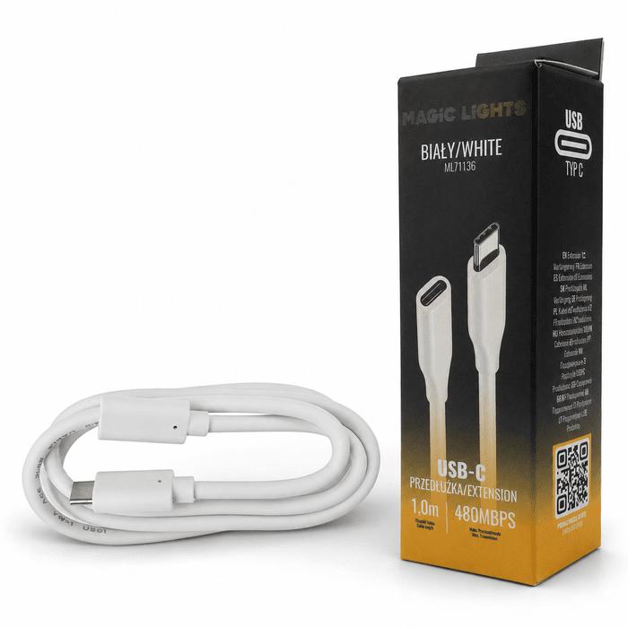 CAVO DI PROLUNGA DA USB C A USB C, 1 M, BIANCO