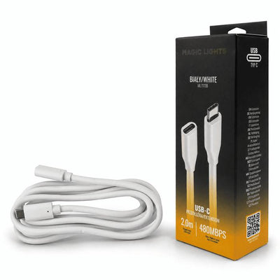 CAVO DI PROLUNGA DA USB C A USB C, 2 M, BIANCO