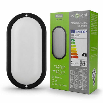 TORTON 6W 4000K 480LM IP54 OVALE NERO