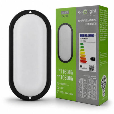 TORTON 12W 4000K 1160LM IP54 OVALE NERO