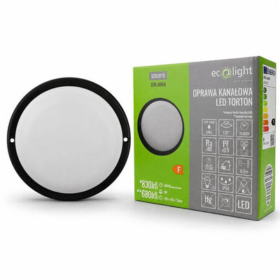TORTON 9W 4000K 830LM IP54 ROUND NERO