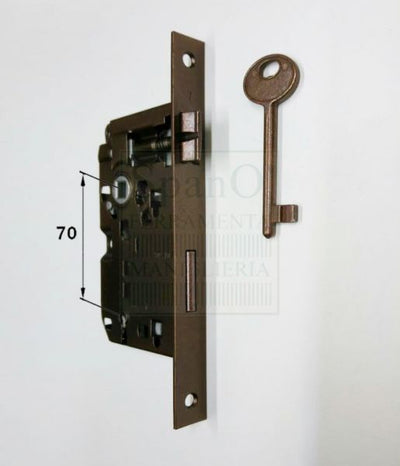 SERRATURA E50 PER PORTE IN LEGNO PATENT BORDO QUADRO BRONZO