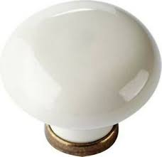 POMOLO TONDO MM.31 CERAMICA BIANCO B/BR
