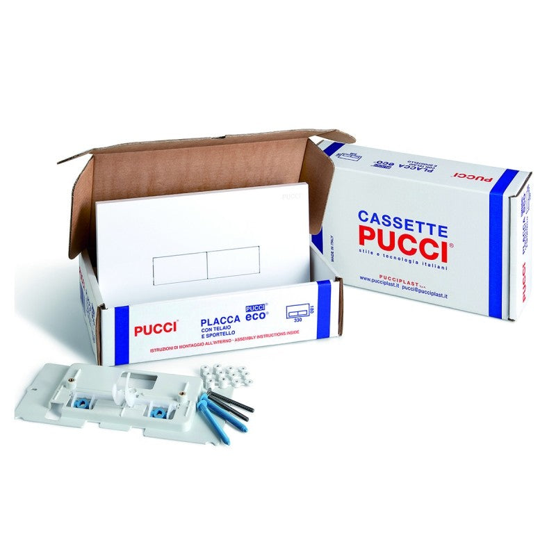 KIT ECO 310 BIANCA DOPPIO TASTO TELAIO + PLACCA CM.33