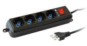 MULTIPRESA 4 USCITE 10/16A 2P+T NERA CON INTERRUTTORE