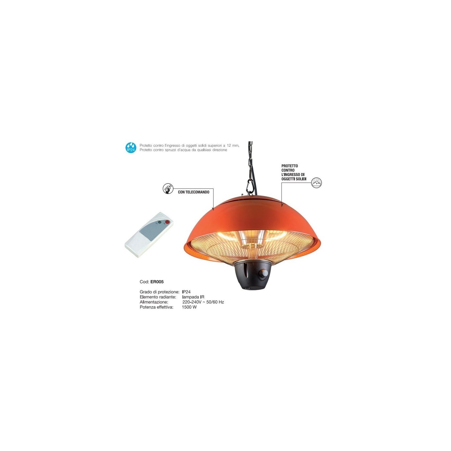 STUFA INFRAROSSI SOFFITTO 1500W IP24