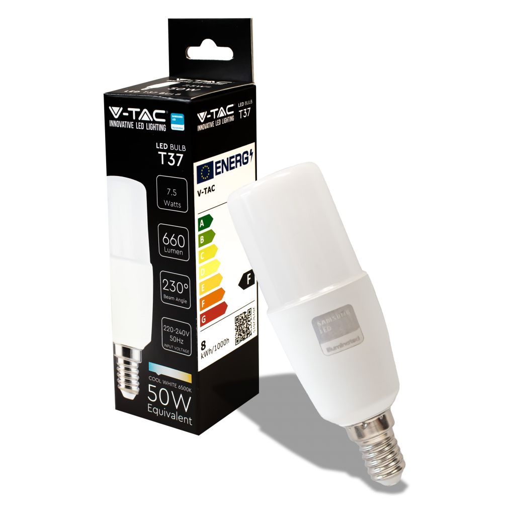 LAMPADINA LED CHIP SAMSUNG E14 7.5W T37 6400K